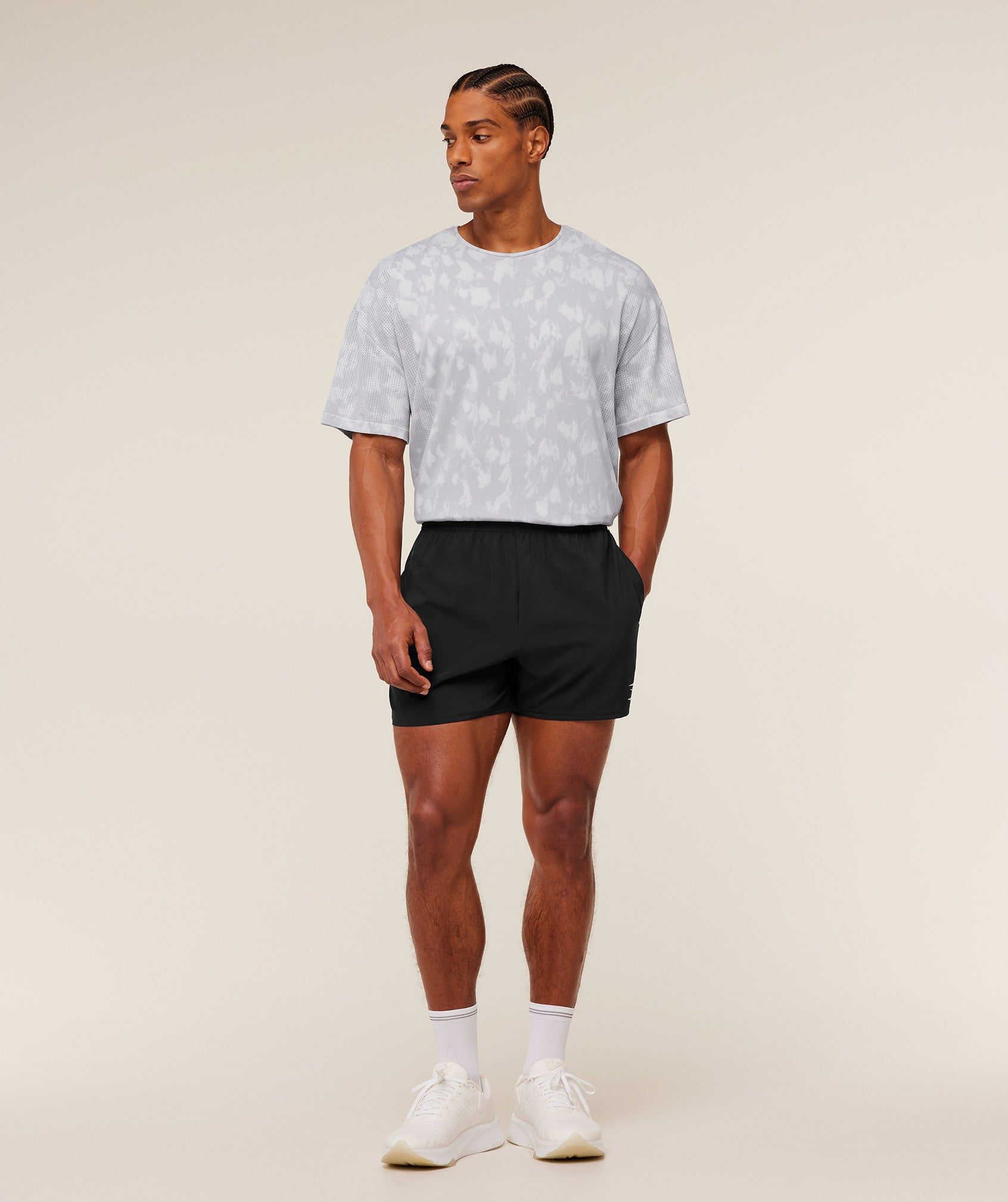 Gymshark Distance Seamless T-Shirt -  Light Grey /  Light Grey / ACID WASH