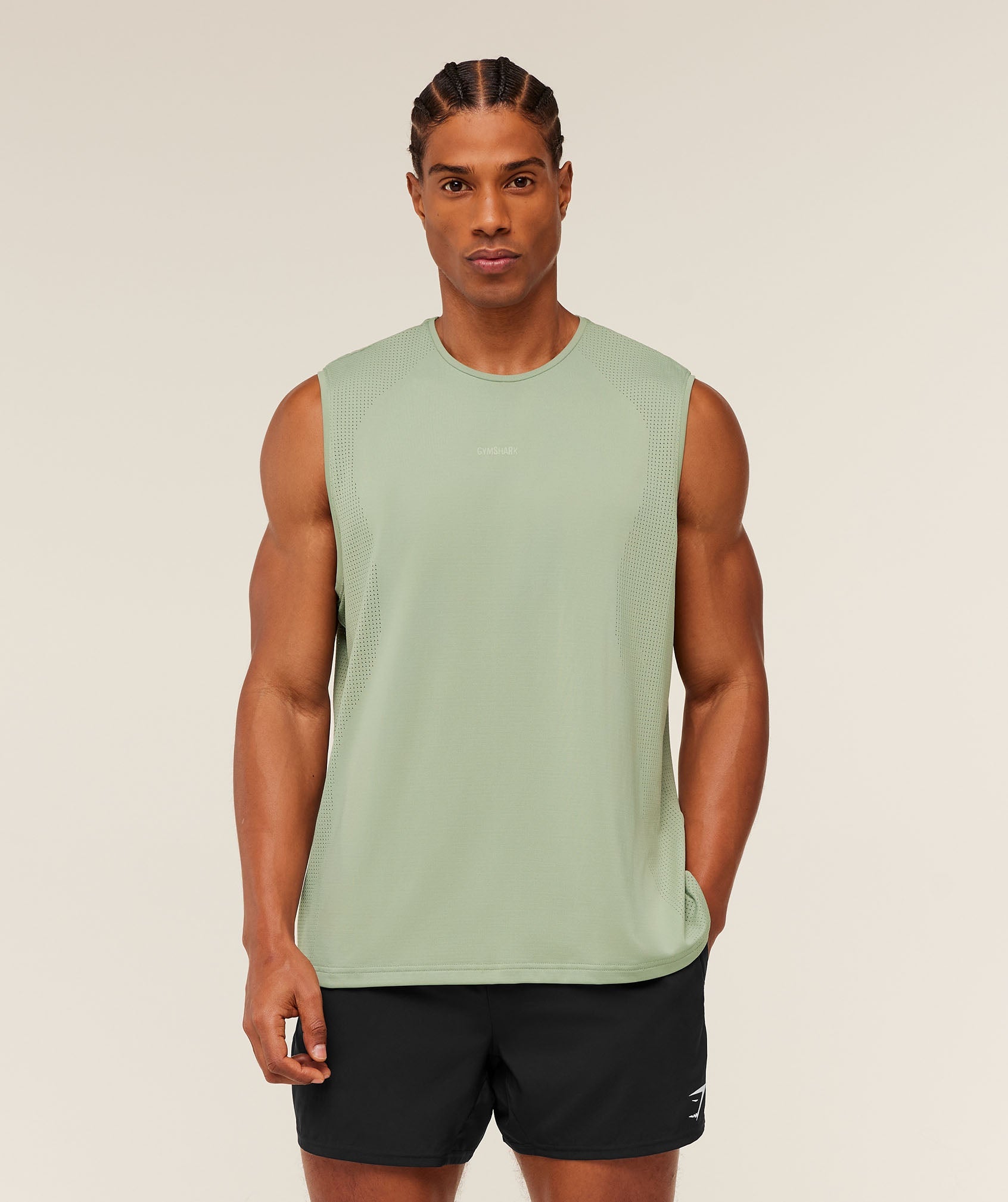 Gymshark Distance Seamless Tank -  Haze Green /  Haze Green