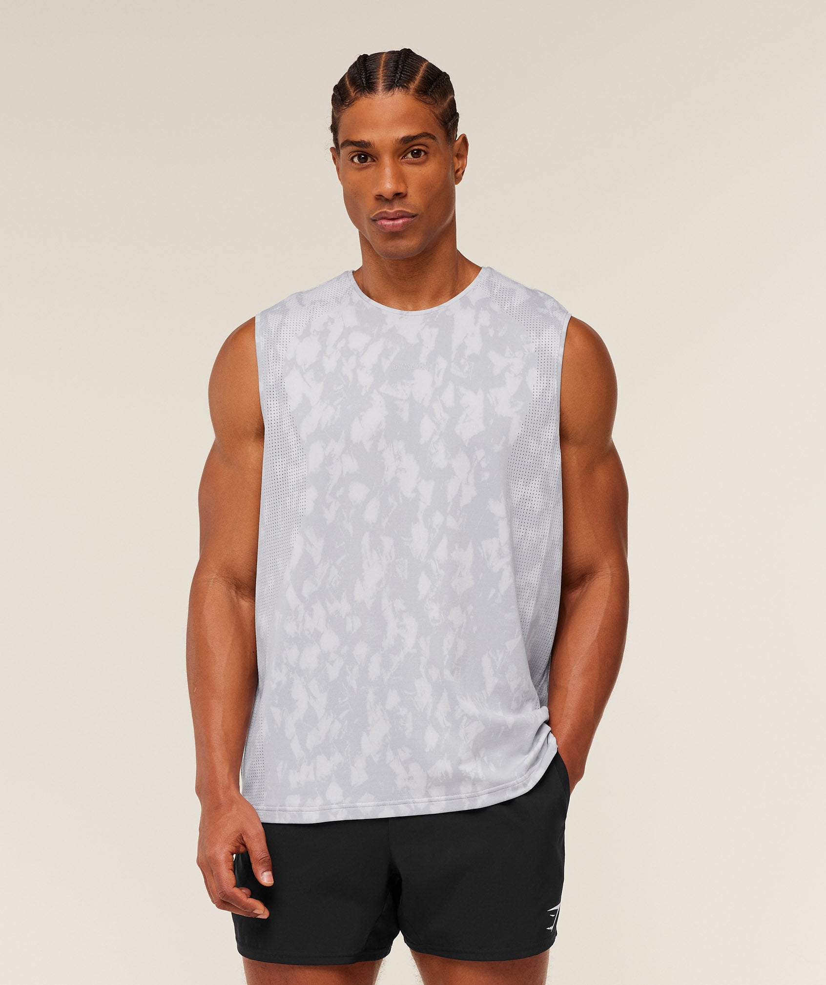 Gymshark Distance Seamless Tank -  Light Grey /  Light Grey / ACID WASH