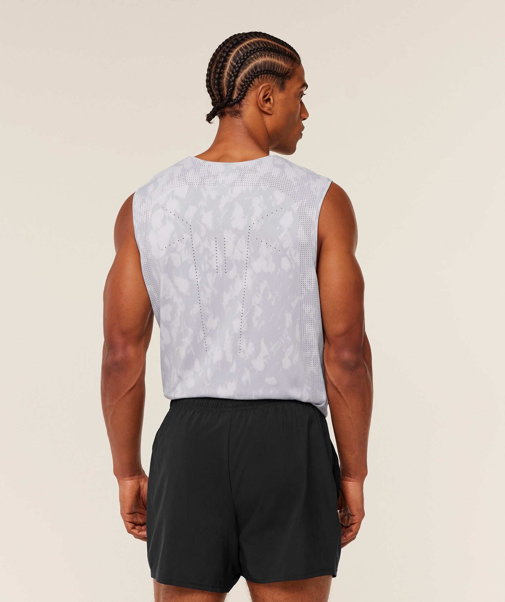 Gymshark Distance Seamless Tank -  Light Grey /  Light Grey / ACID WASH