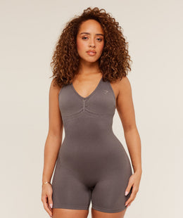 Gymshark Lift Seamless Strappy All in One - Cool Brown