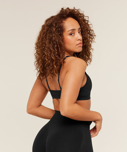 Gymshark Lift Seamless Sports Bra - Black/Black Marl