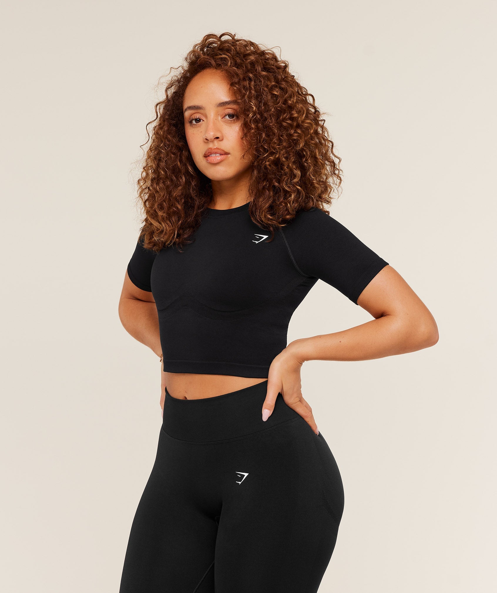 Gymshark Lift Seamless Short Sleeve Top - Black Marl