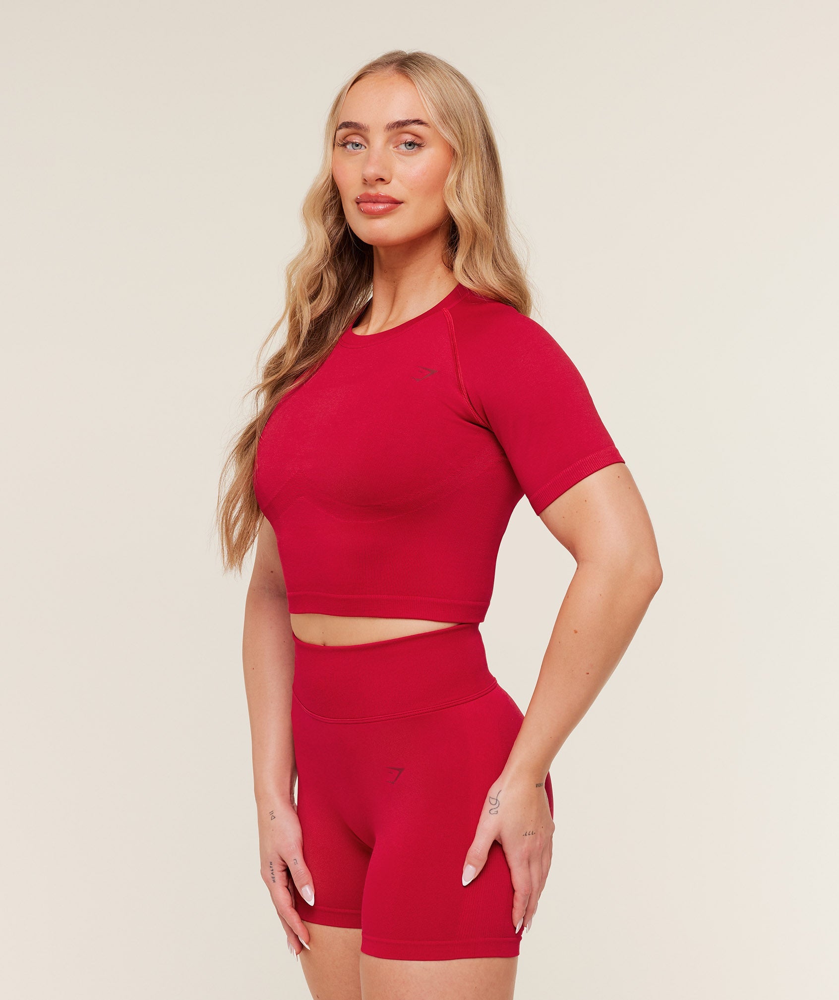 Gymshark Lift Seamless Short Sleeve Top - Carmine Red
