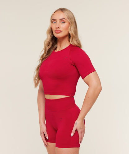 Gymshark Lift Seamless Short Sleeve Top - Carmine Red