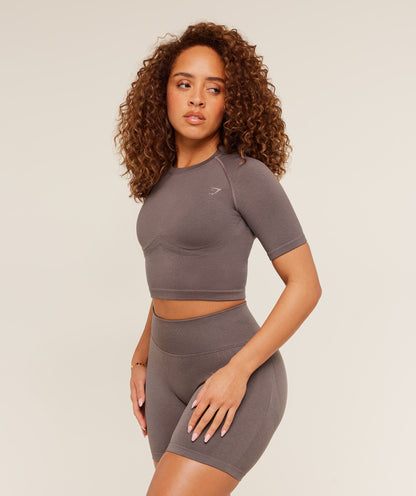 Gymshark Lift Seamless Short Sleeve Top - Cool Brown