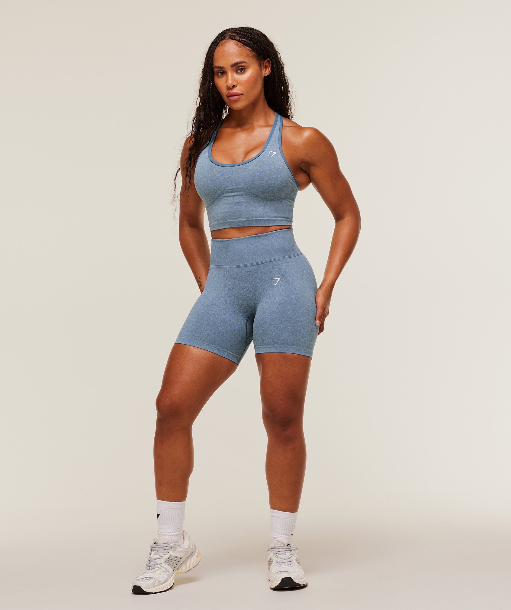 Gymshark Lift Seamless Shorts - Worn Blue/Peri Blue Marl