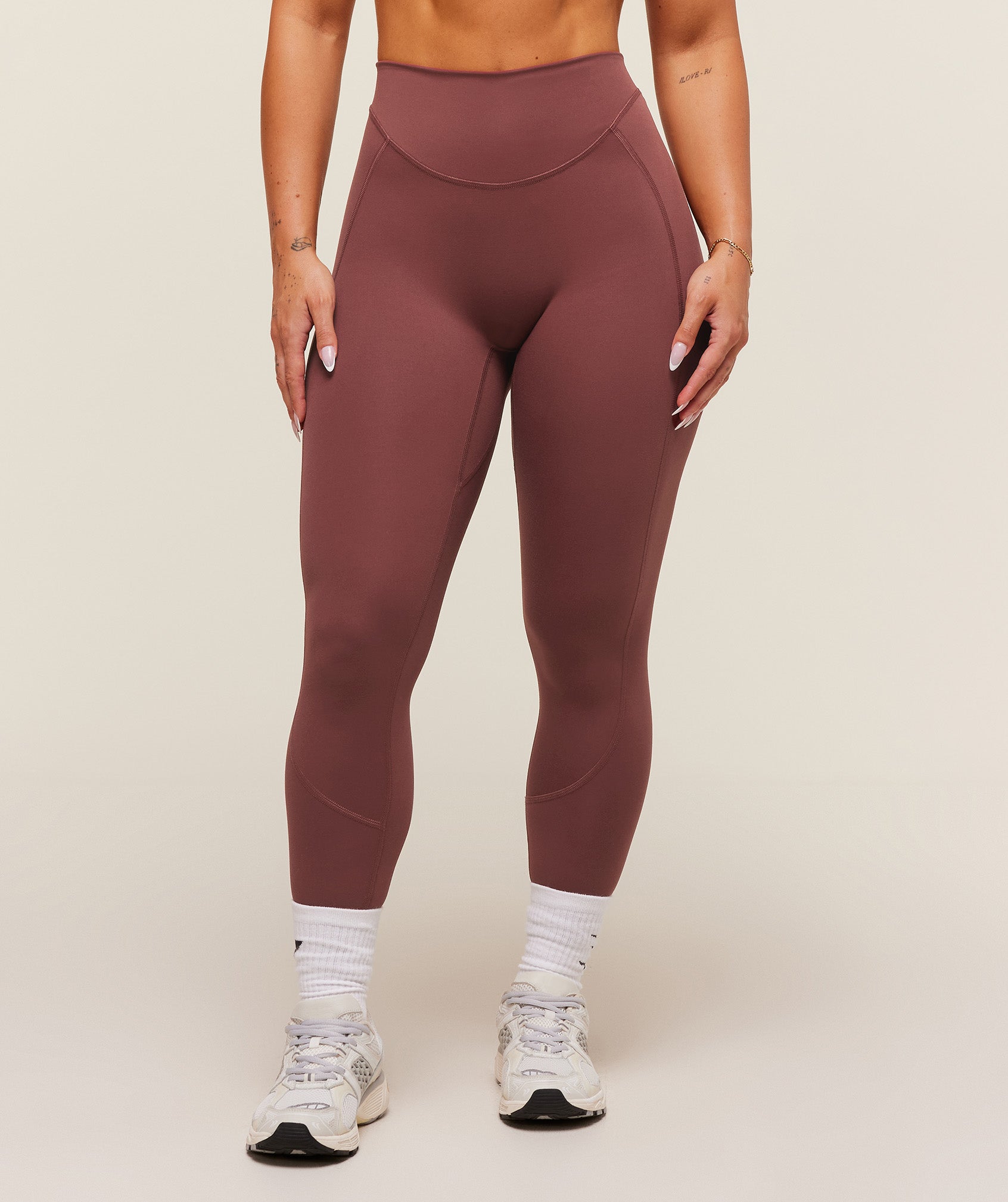 Gymshark Lifting Dipped Waistband Leggings - Burgundy Brown