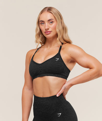 Gymshark Adapt Animal Seamless Sports Bra - Black/Asphalt Grey