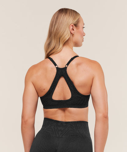 Gymshark Adapt Animal Seamless Sports Bra - Black/Asphalt Grey