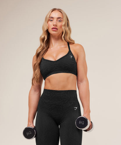 Gymshark Adapt Animal Seamless Sports Bra - Black/Asphalt Grey