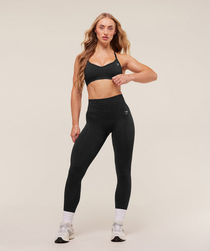 Gymshark Adapt Animal Seamless Sports Bra - Black/Asphalt Grey