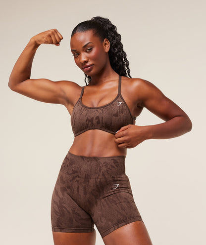 Gymshark Adapt Camo Cross Back Sports Bra - Archive Brown/Soft Brown