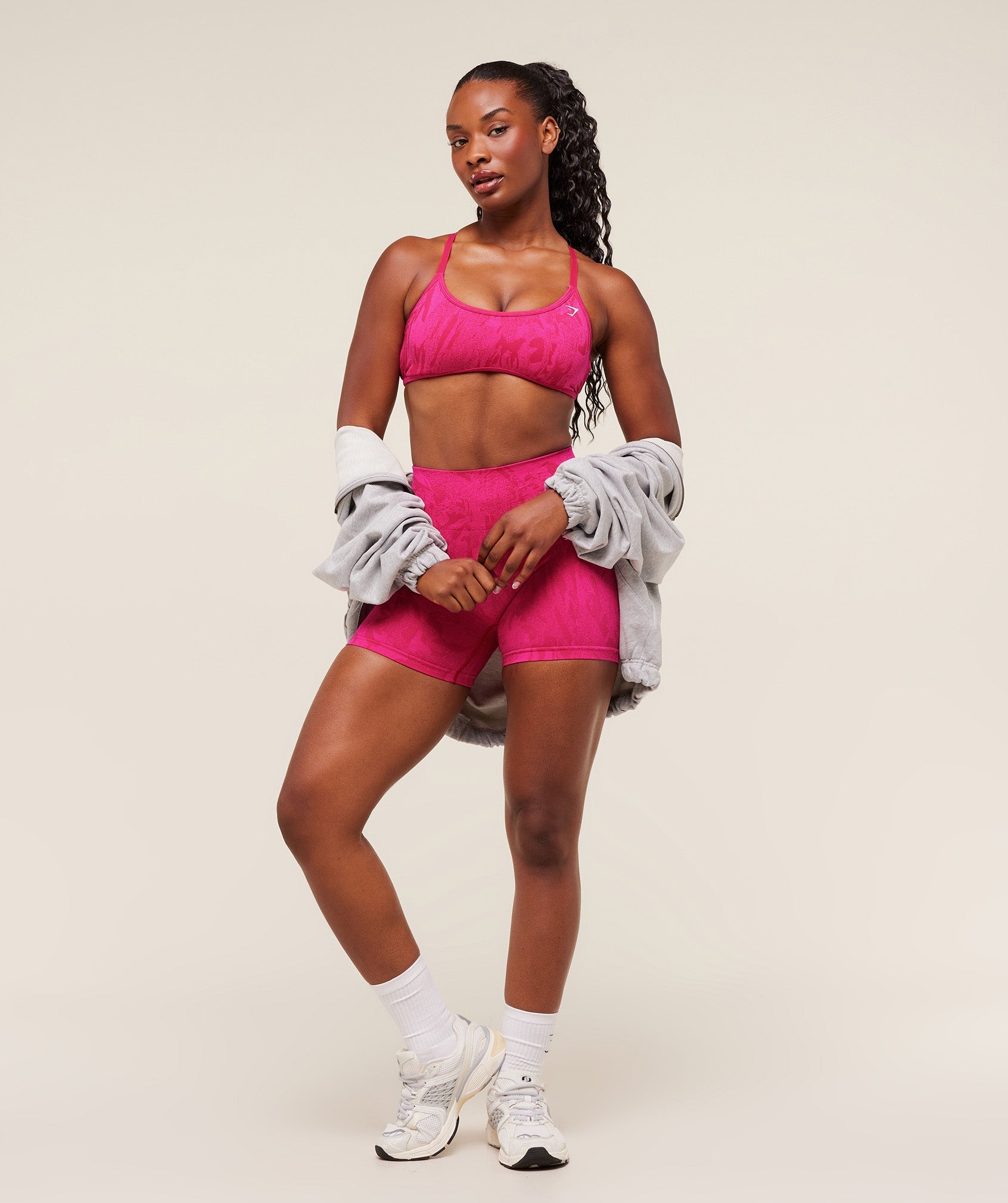 Gymshark Adapt Camo Cross Back Sports Bra - Build Pink/Energy Pink