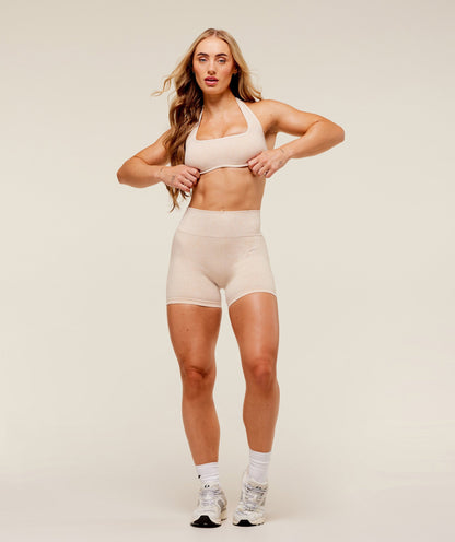 Gymshark Adapt Fleck x Whitney Halterneck Sports Bra - Coconut White