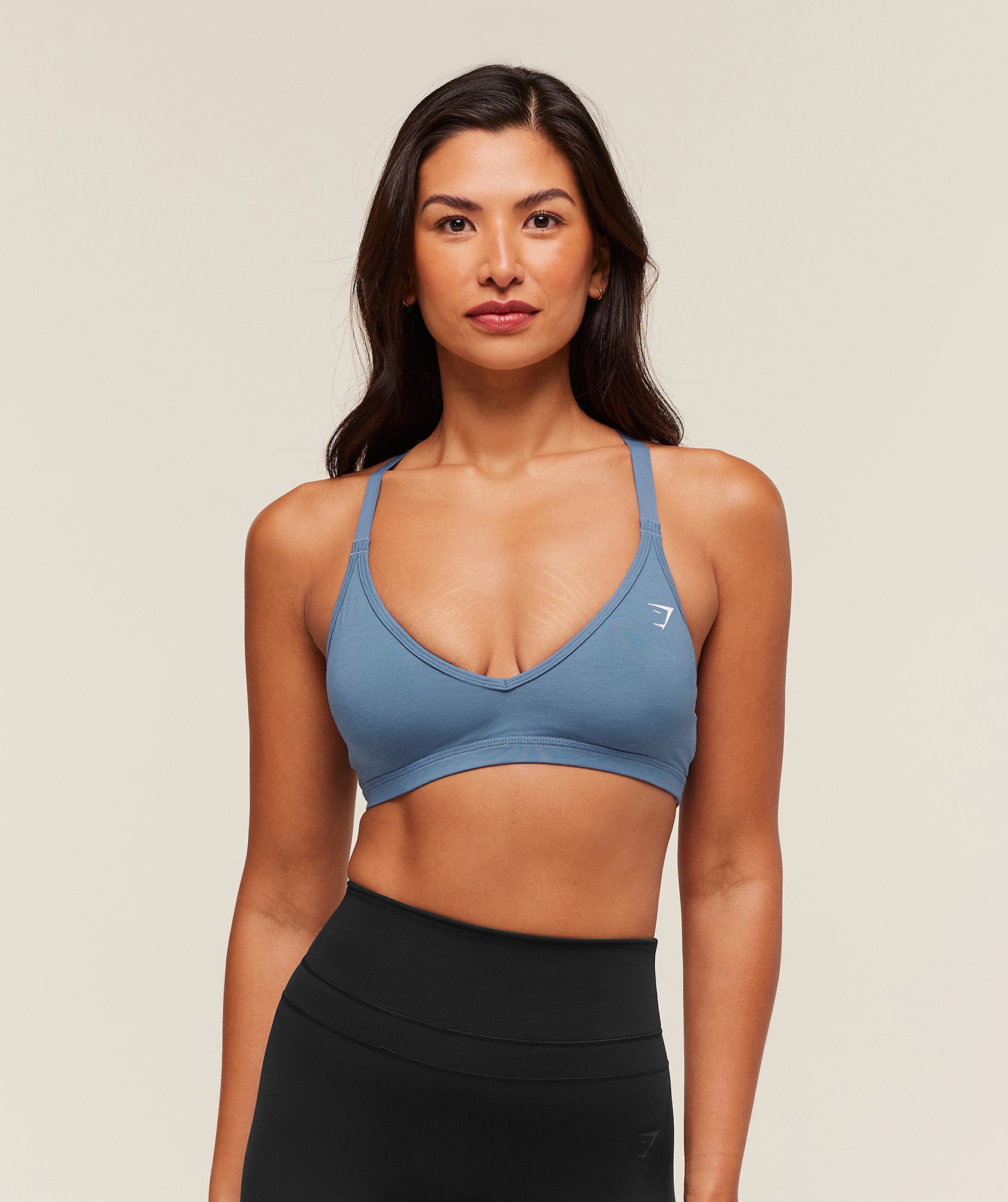 Gymshark Cotton Racerback Sports Bra - Worn Blue