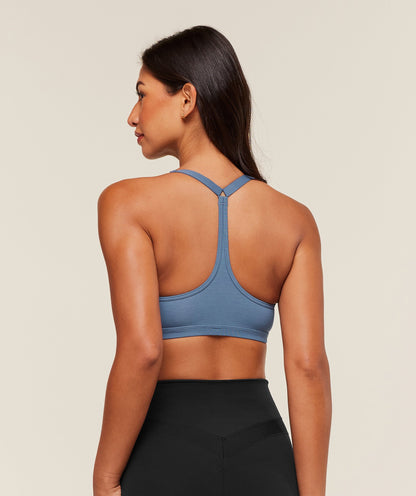 Gymshark Cotton Racerback Sports Bra - Worn Blue