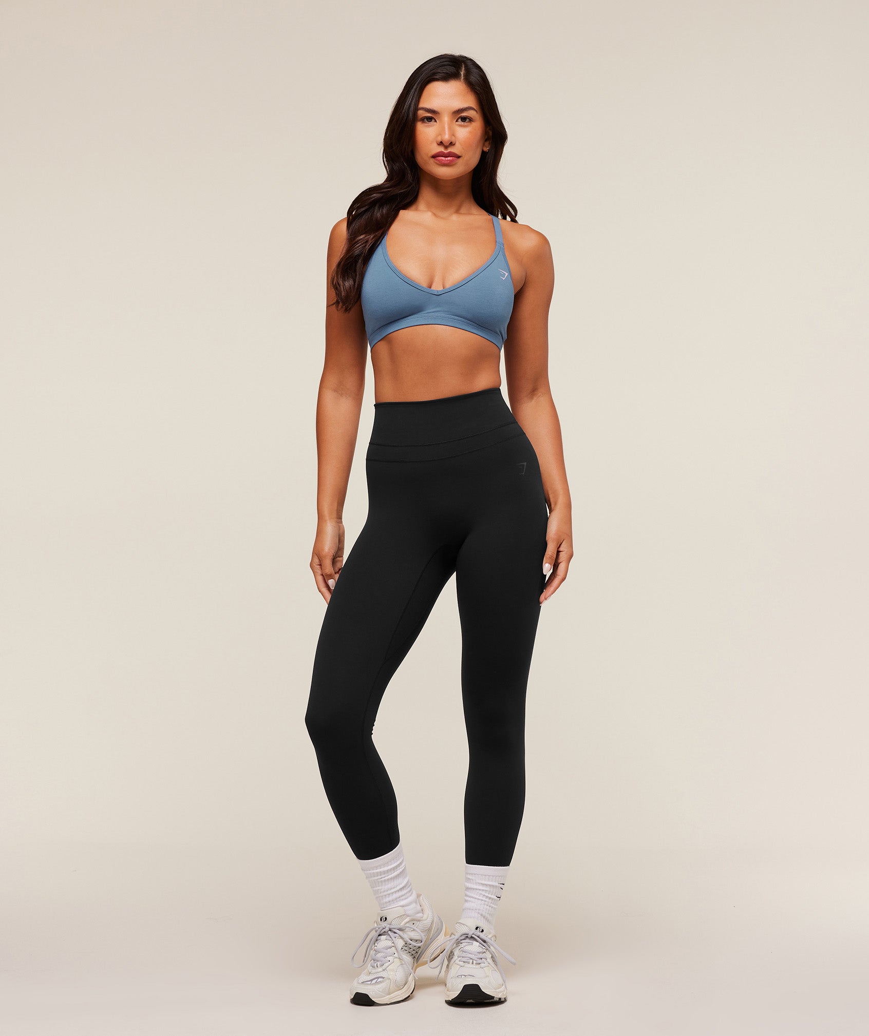 Gymshark Cotton Racerback Sports Bra - Worn Blue
