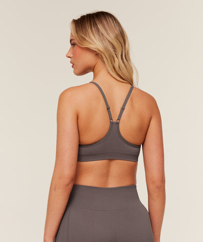 Gymshark Everyday Seamless Racerback Sports Bra - Cool Brown