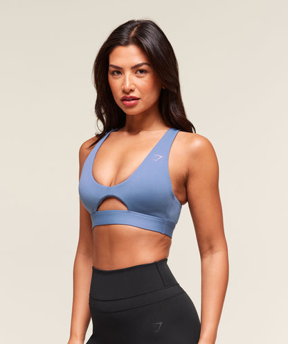 Gymshark Peek A Boo Sports Bra - Worn Blue