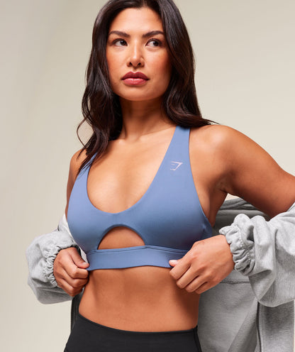 Gymshark Peek A Boo Sports Bra - Worn Blue