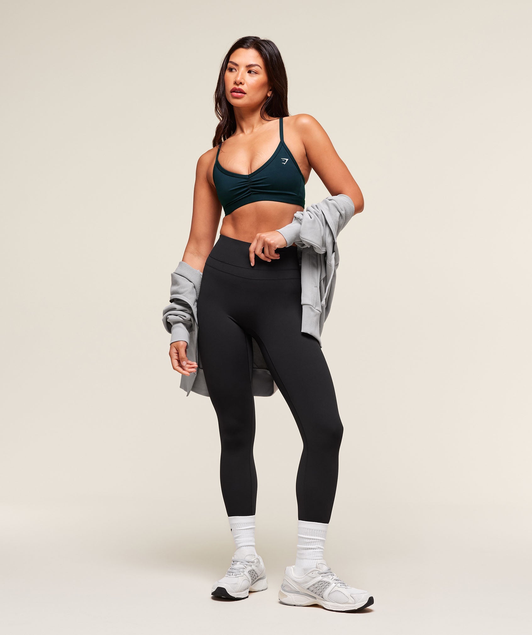 Gymshark Ruched Strappy Sports Bra - Deep Petrol Blue