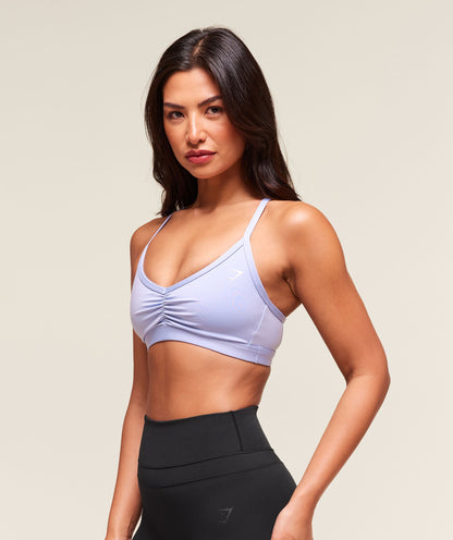Gymshark Ruched Strappy Sports Bra - Peri Blue