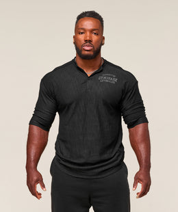 Gymshark Lightweight Slub Textured 3/4 Henley - Black