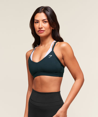 Gymshark Double Up Sports Bra - Deep Petrol Blue/Smoke Blue