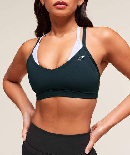 Gymshark Double Up Sports Bra - Deep Petrol Blue/Smoke Blue