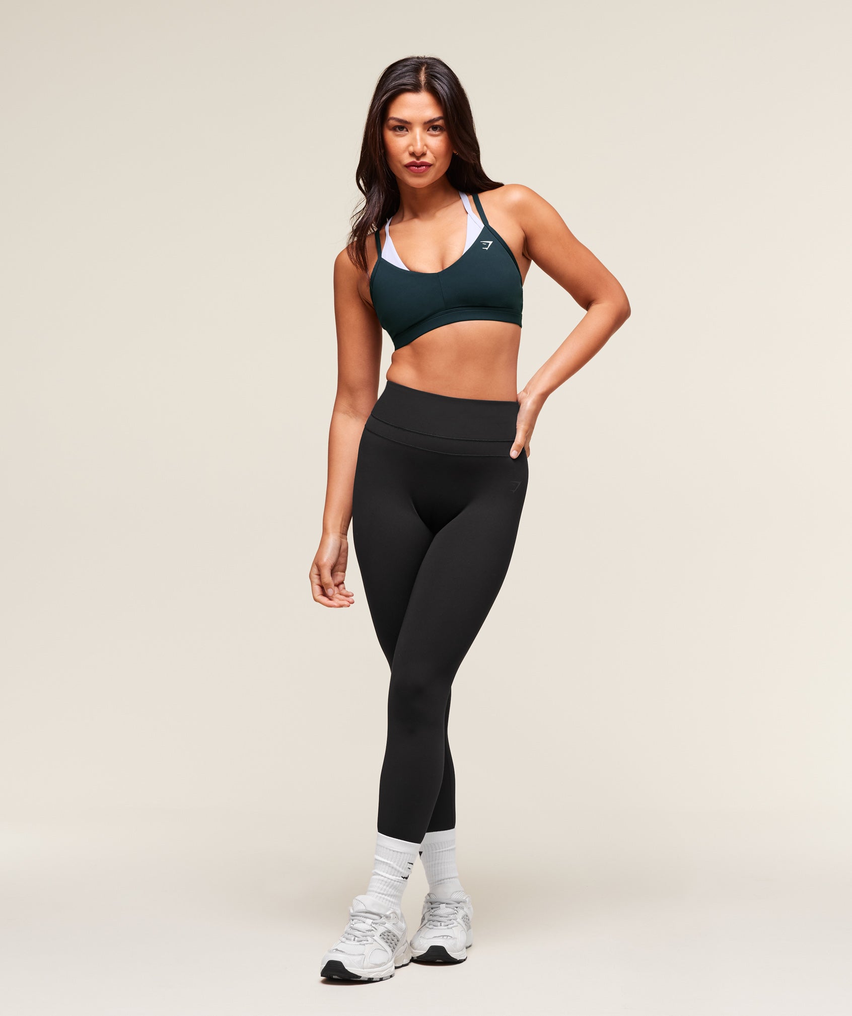 Gymshark Double Up Sports Bra - Deep Petrol Blue/Smoke Blue