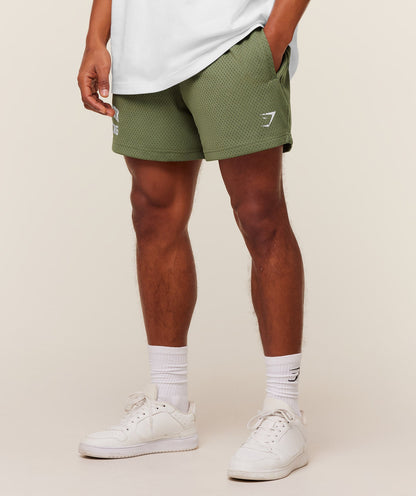 Gymshark Lifting Mesh 5" Shorts - GS Grounded Green