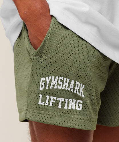 Gymshark Lifting Mesh 5" Shorts - GS Grounded Green