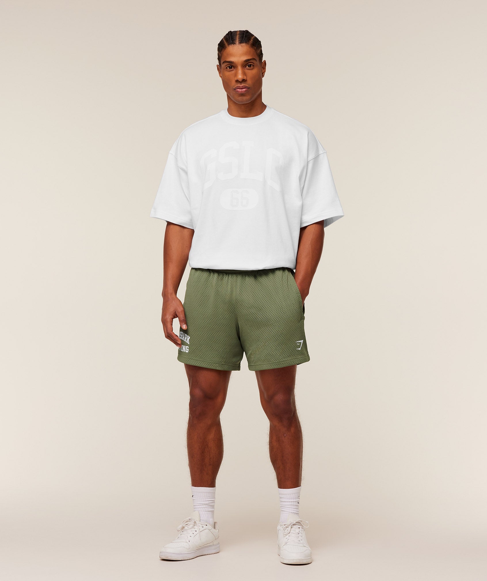 Gymshark Lifting Mesh 5" Shorts - GS Grounded Green