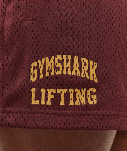 Gymshark Lifting Mesh 5" Shorts - Rich Maroon