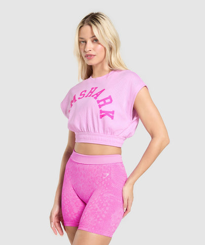 Gymshark Mesh Graphic Crop Top - Sour Pink