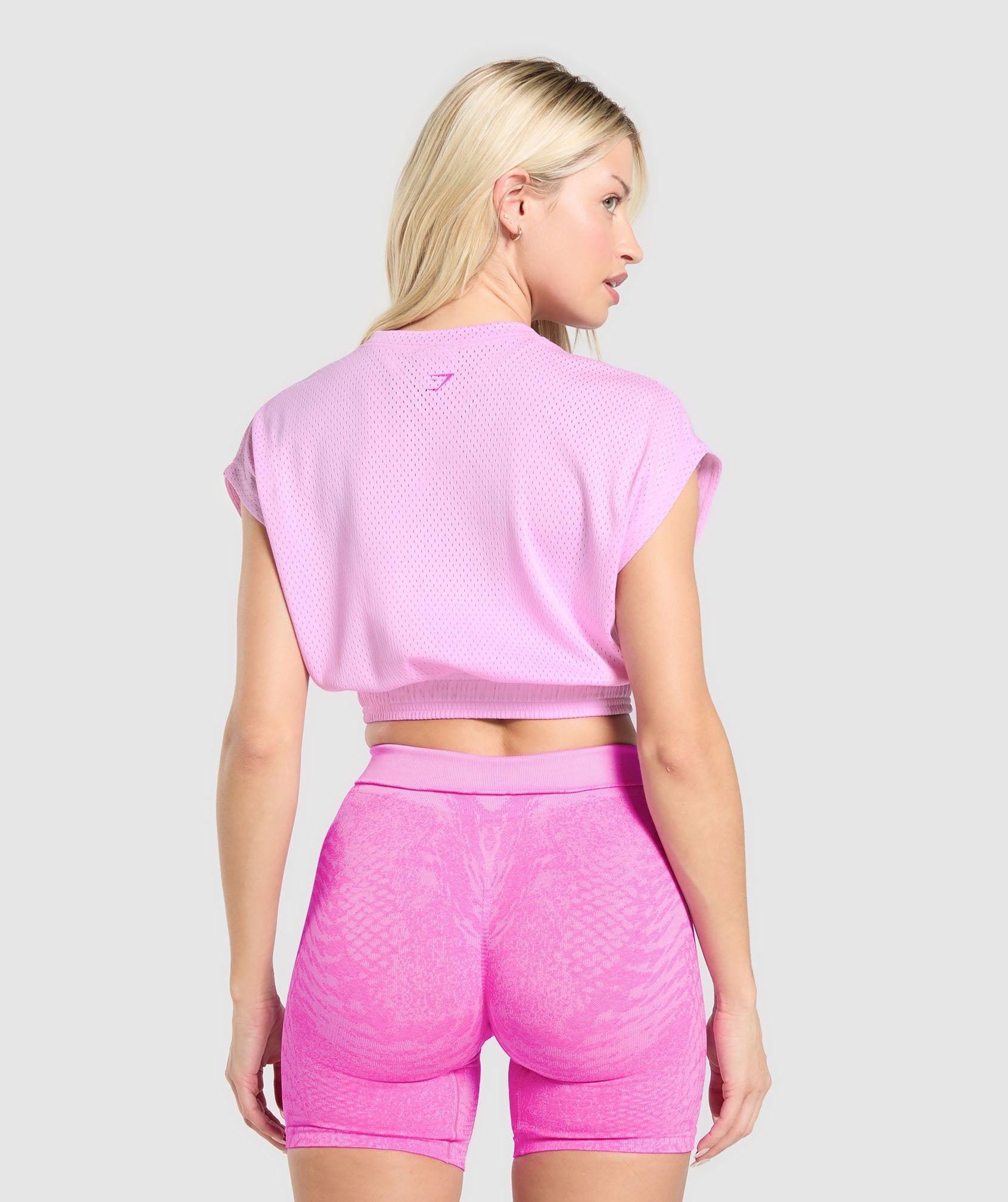 Gymshark Mesh Graphic Crop Top - Sour Pink