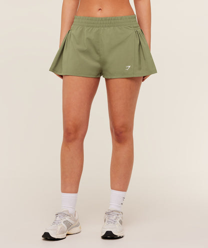 Gymshark Flutter Woven Shorts - GS Grounded Green