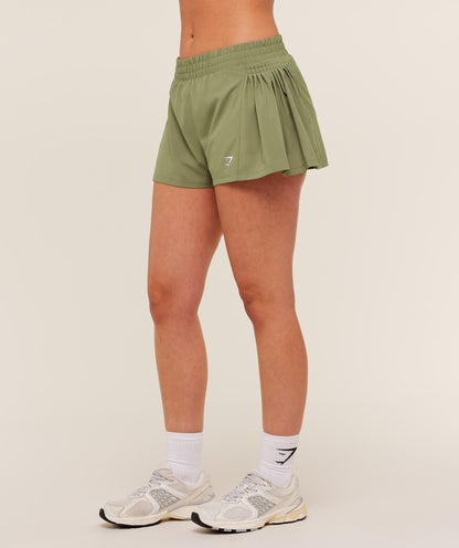 Gymshark Flutter Woven Shorts - GS Grounded Green