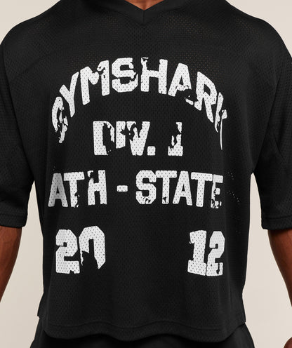 Gymshark Graphic Mesh Oversized T-Shirt - Black