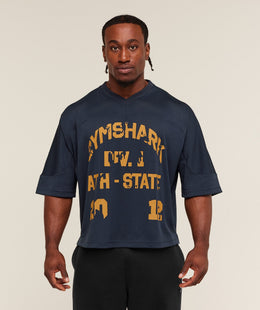 Gymshark Graphic Mesh Oversized T-Shirt - Heavy Blue