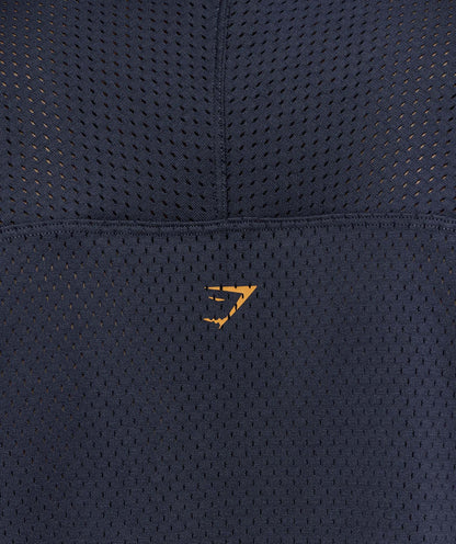 Gymshark Graphic Mesh Oversized T-Shirt - Heavy Blue