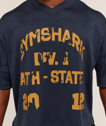 Gymshark Graphic Mesh Oversized T-Shirt - Heavy Blue
