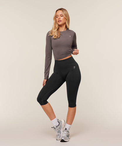 Gymshark Training Midi Long Sleeve Top - Cool Brown