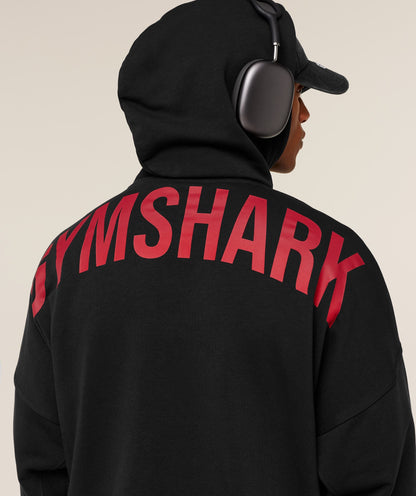 Gymshark Power Hoodie - Black/Conditioning Red