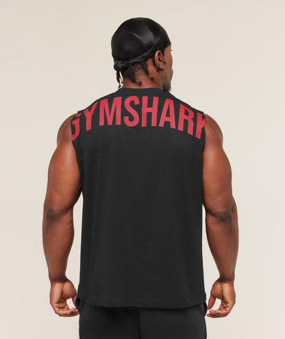 Gymshark Power Cut Off Tank - Black/Conditioning Red
