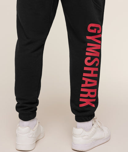 Gymshark Power Wordmark Joggers - Black/Conditioning Red