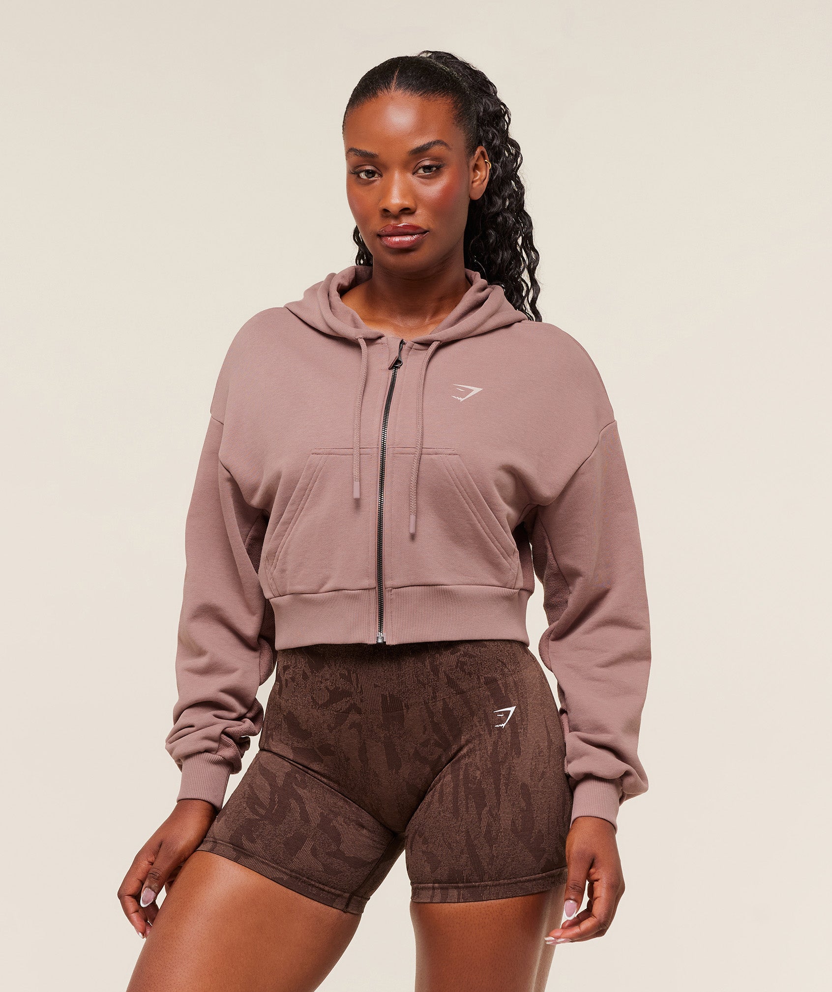 Gymshark Power Midi Zip Hoodie - Chestnut Pink
