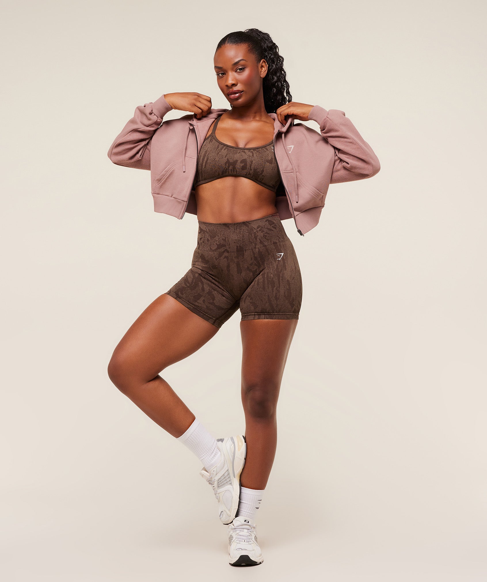 Gymshark Power Midi Zip Hoodie - Chestnut Pink