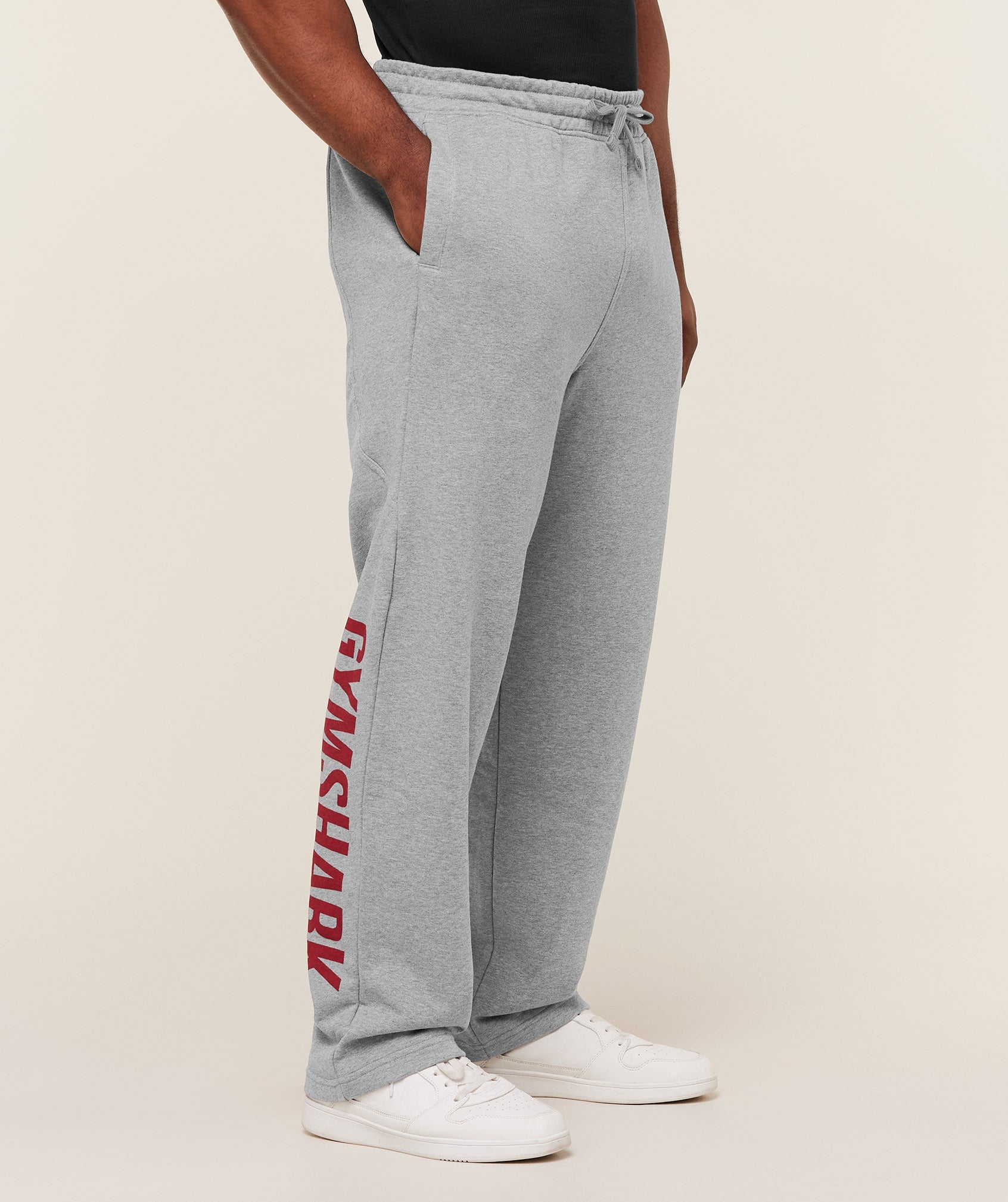 Gymshark Power Straight Leg Pants - Charcoal Core Marl/Sets Red